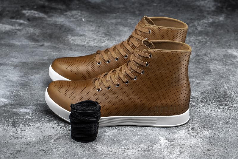 Women's Nobull High-Top Chestnut Leather Trainers Brown | SG I2948L